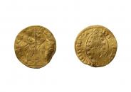 Obr. 5: Zlatá benátská mince (zecchino) Alvise I. Mocenigo z 2. poloviny 16. století. Nalezl D. Pešák na katastru Starého Hobzí.